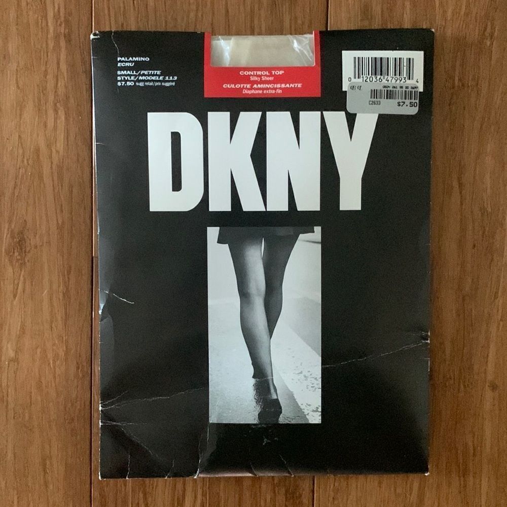 NWT Vintage DKNY Control Top Pantyhose Palomino Ecru Small